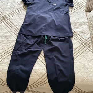 Figs Navy V-Neck Scrub Set